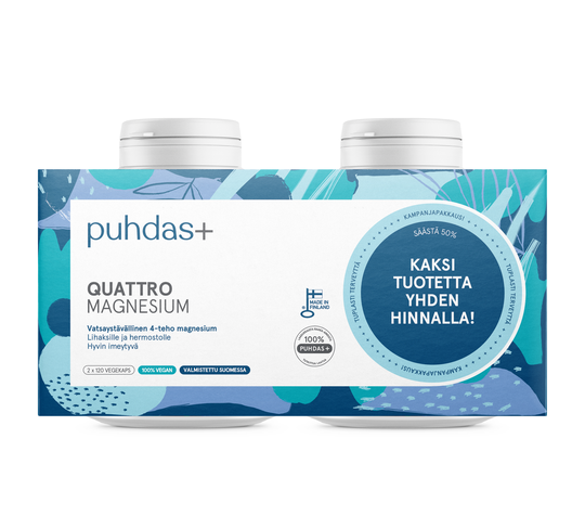 Puhdas+ Quattro Magnesium tuplapakkaus 2x120kpl