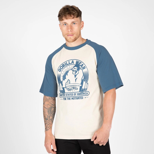 Gorilla Wear Logan Oversized T-shirt Beige/blue S