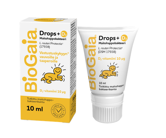 BioGaia Drops+D3 maitohappobakteeritippa 10 ml