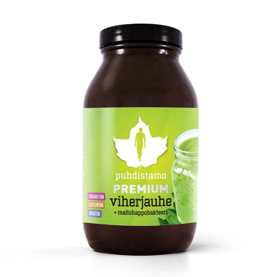 Puhdistamo Premium Viherjauhe + Maitohappobakteeri 120 G