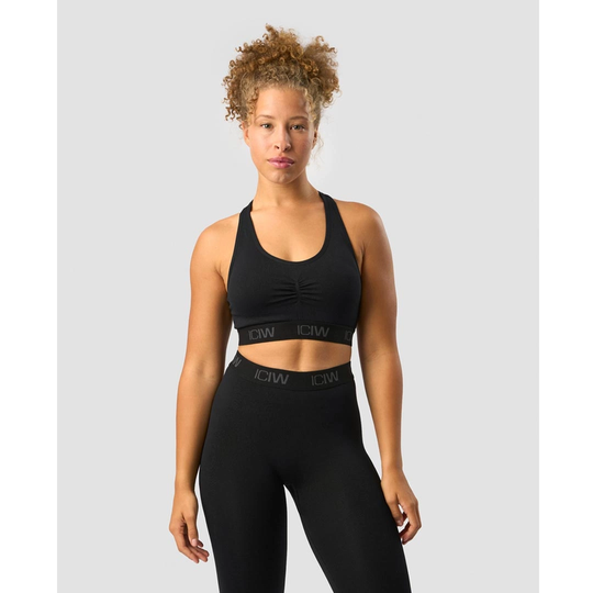 Icaniwill Define Seamless Logo Scrunch Sports Bra Black L