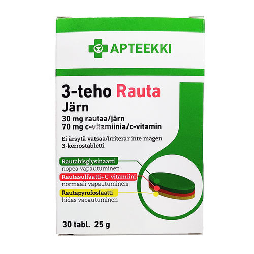 Apteekki 3-teho Rauta 30 tabl