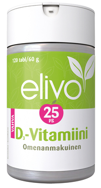 Elivo D3-vitamiini 25 mikrog 120 purutablettia