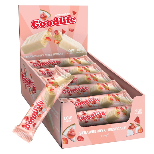 15 X Goodlife Low Sugar 50 G Proteinbars Strawberry Cheesecake