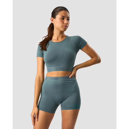 Icaniwill Define Seamless Logo T-shirt Crop Top Jungle Green S