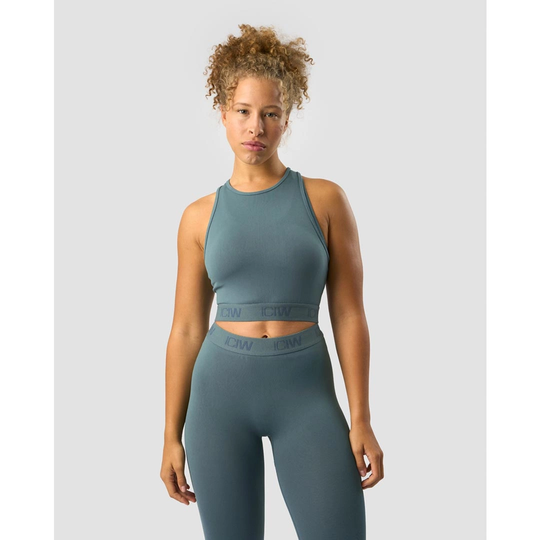 Icaniwill Define Seamless Logo Cropped Tank Top Jungle Green M