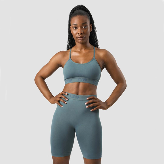 Icaniwill Define Seamless Logo Strappy Sports Bra Jungle Green