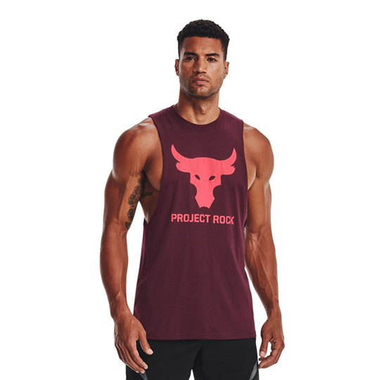 UA Project Rock Brahman Bull Tank, Dark Maroon/Blitz Red