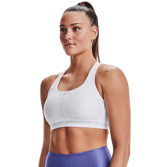 Under Armour Ua Crossback Mid Bra White/halo Grey S