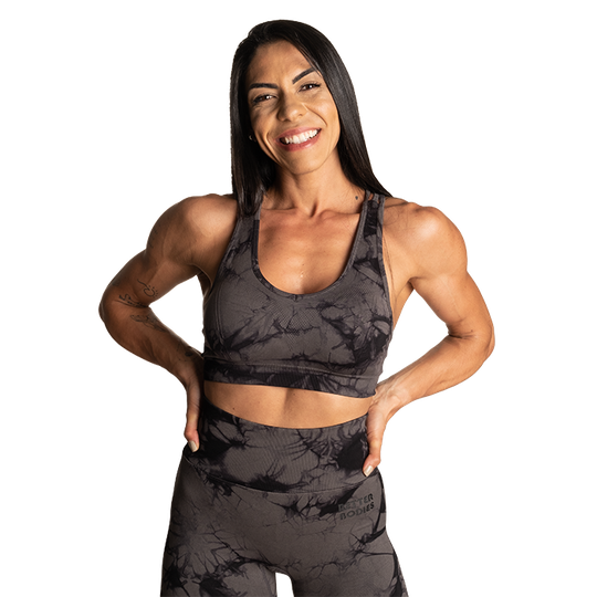 Tie Dye Sport Bra, Black/Grey