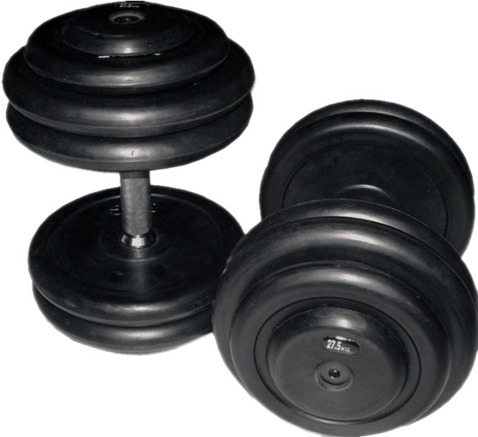 Kumitetut kiinteät käsipainot 2x 18 kg