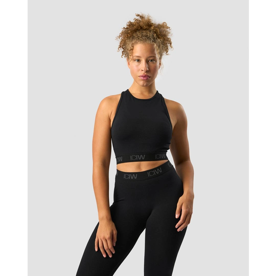 Icaniwill Define Seamless Logo Cropped Tank Top Black Xs