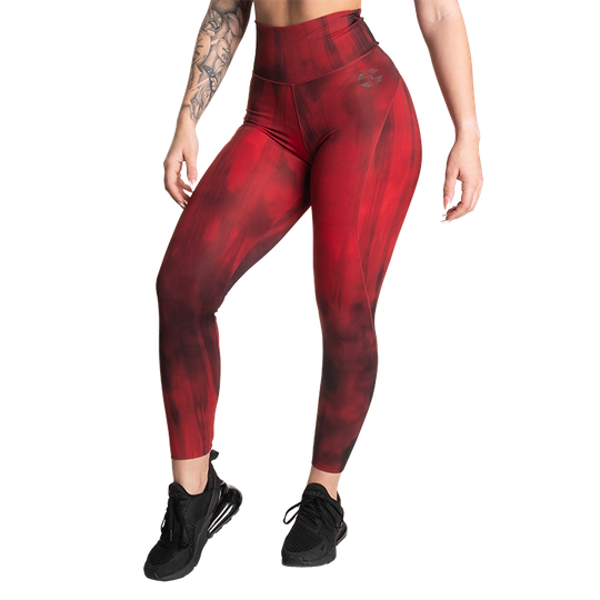 High Waist Leggings, Chili Red Grunge