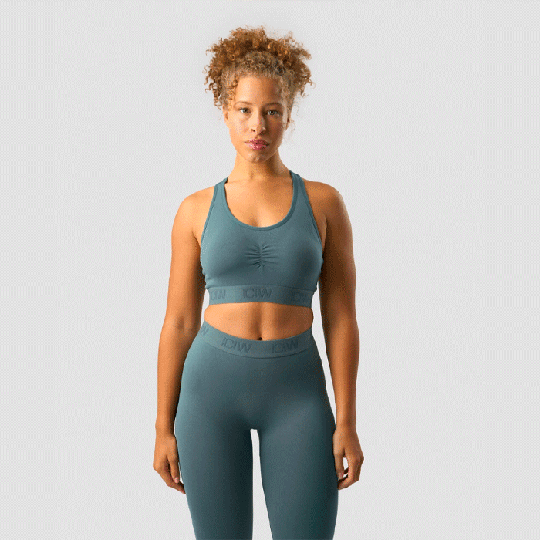 Define Seamless Logo Scrunch Sports Bra, Jungle Green