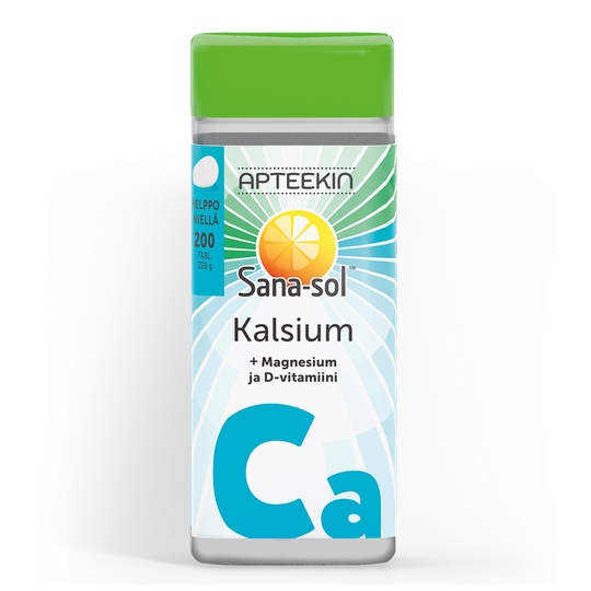 Apteekin Sana-sol Kalsium+Magnesium ja D-vitamiini. 200 tabl