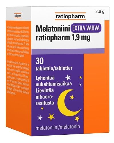 Melatoniini Extra vahva ratiopharm 1,9 mg 30 tablettia