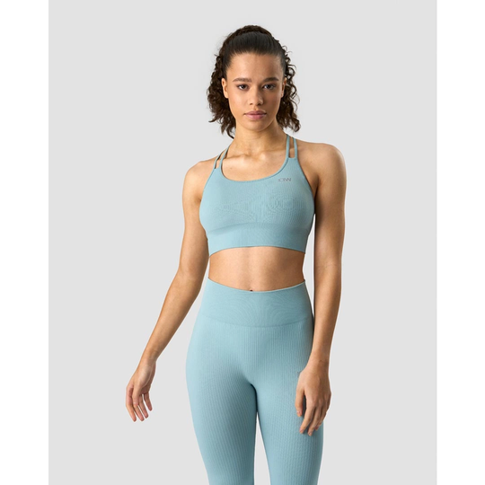 Icaniwill Ribbed Define Seamless Sports Bra Pale Blue M