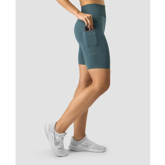 Icaniwill Define Seamless Pocket Biker Shorts Jungle Green Xs