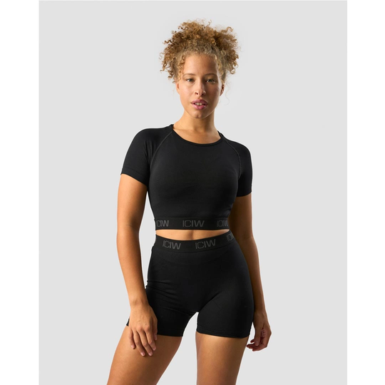 Icaniwill Define Seamless Logo T-shirt Crop Top Black S