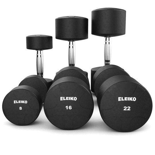 Eleiko Vulcano Dumbbell Set 8-16-22 kg, Kromi