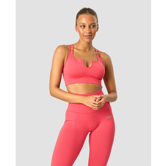 Icaniwill Ribbed Define Seamless Strappy Bra Coral Red S