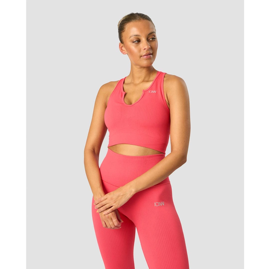 Icaniwill Ribbed Define Seamless Tank Top Coral Red M