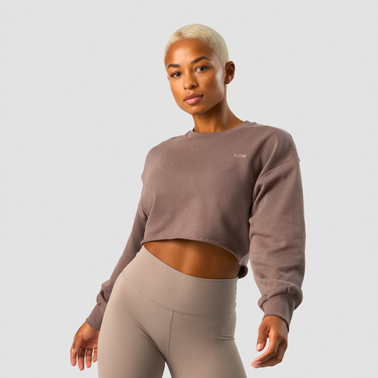 Nimble Cropped Crewneck, Dusty Brown