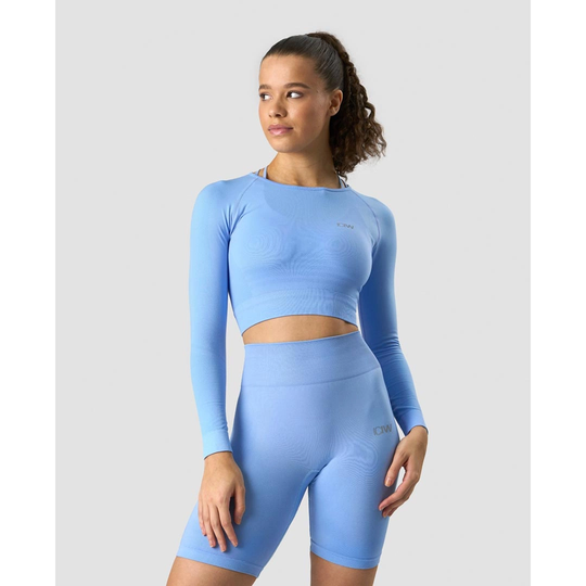 Icaniwill Define Seamless Ls Crop Top Daisy Blue L