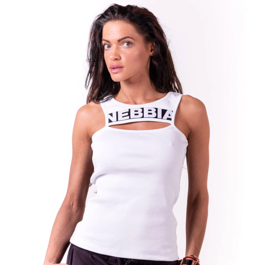 Nebbia Rib Cut Out Top White