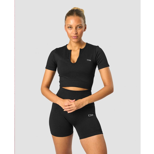 Icaniwill Ribbed Define Seamless Cropped T-shirt Black L